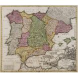 Spain & Portugal.- Homann (Johann Baptist) Regnorum Hispaniae et Portugalliae Tabula Generalis de …