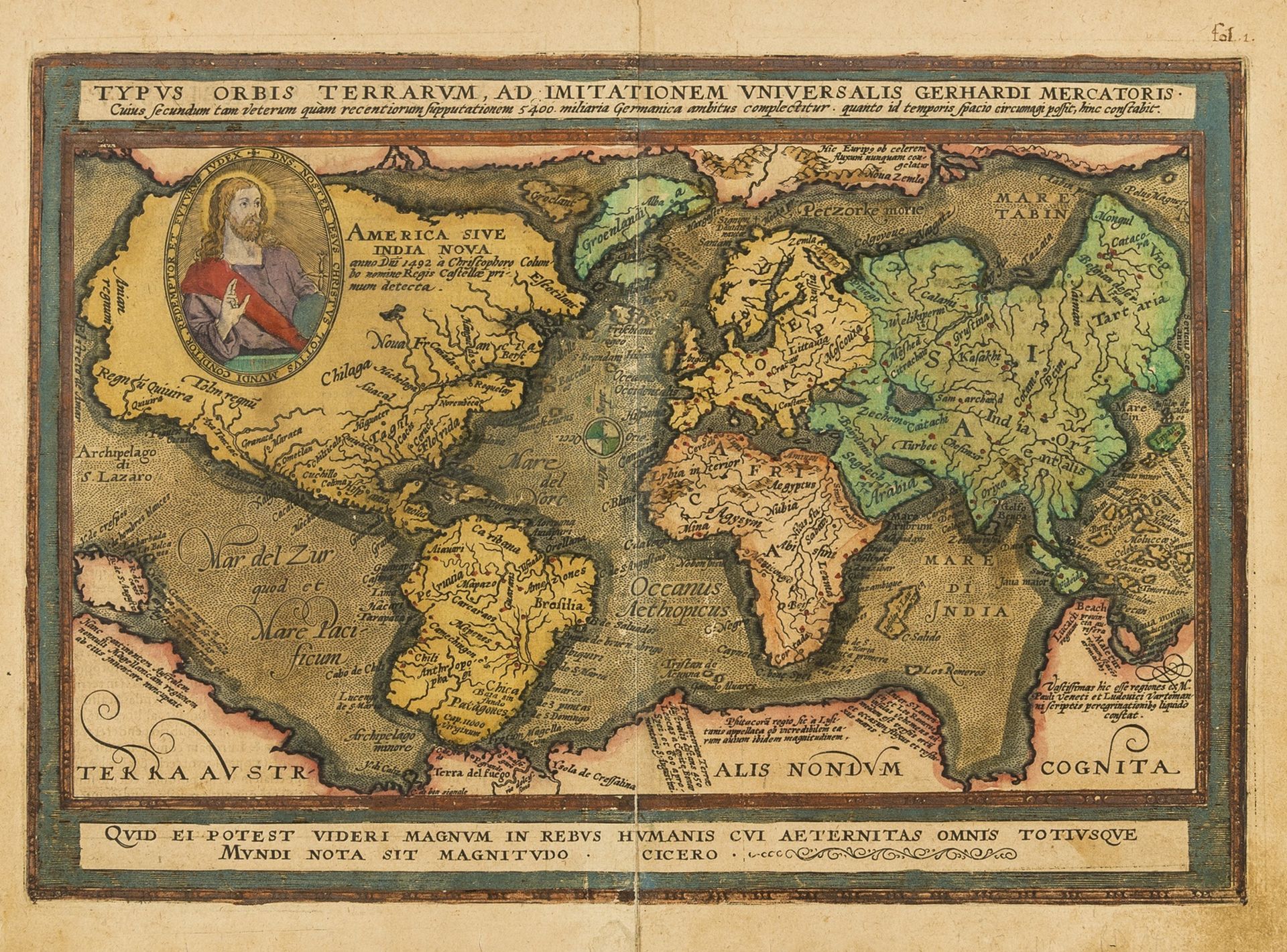 World.- Quad (Matthias) Typus orbis terrarum ad imitationem universalis gerhardi Mercatoris..., … - Image 2 of 2