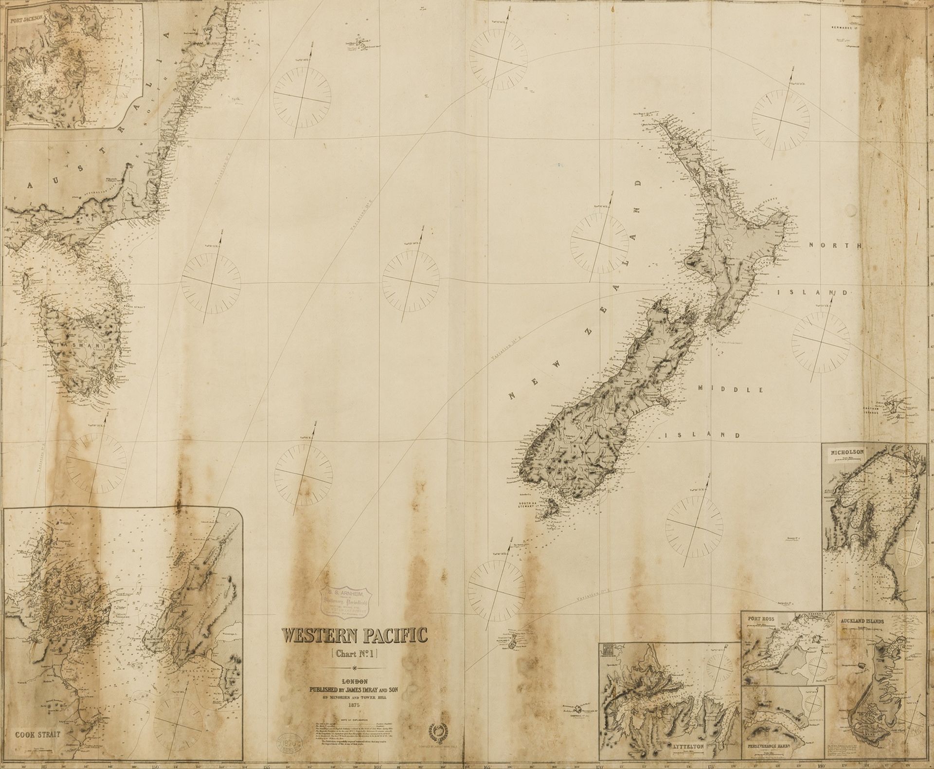 Australia & New Zealand.- Sea Charts.- Imray & Son (James) Western Pacific [Chart No. 1], 1875; …