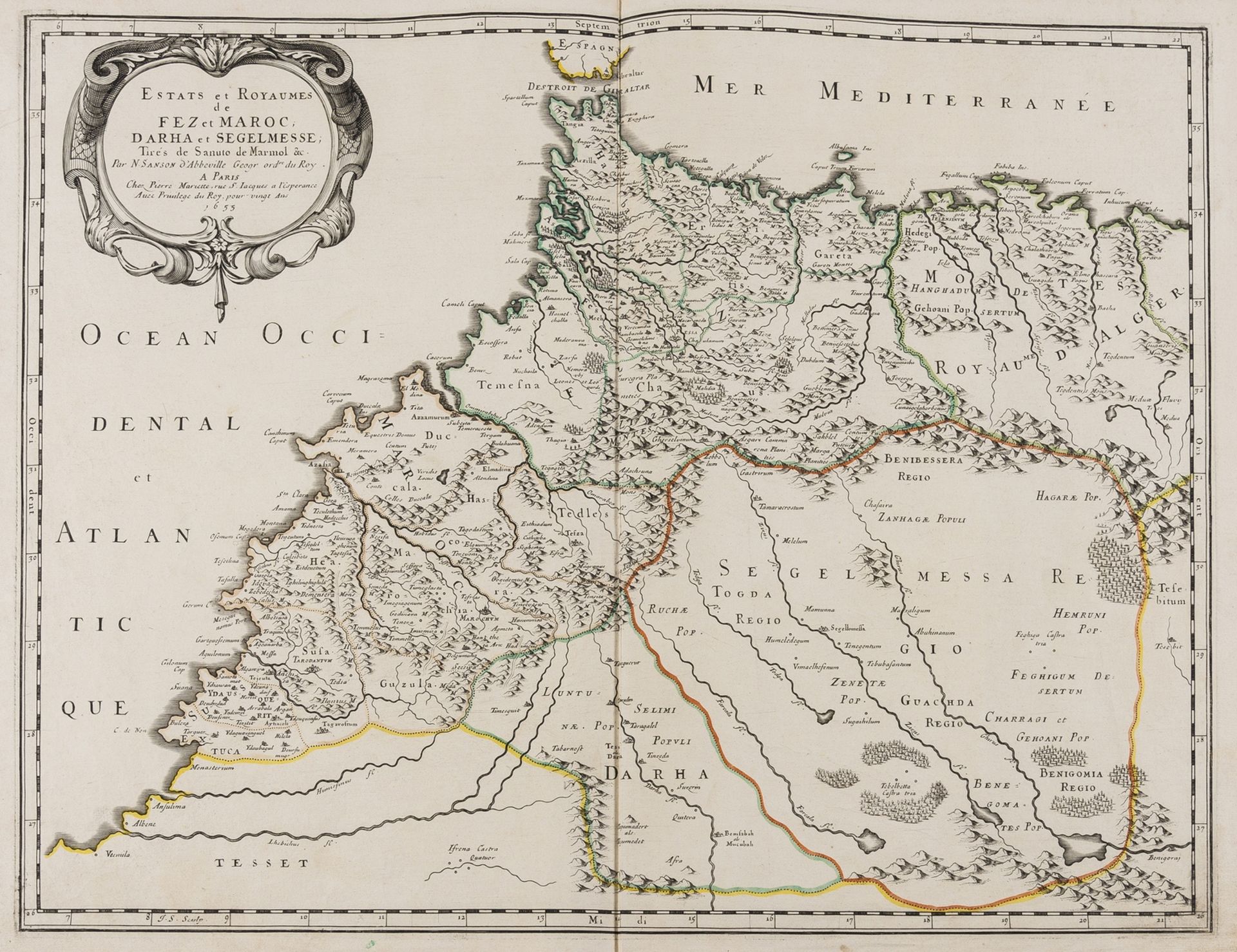 Africa.- Morocco.- Sanson (Nicolas) & Pierre Marriette. Estats et Royaumes de Fez et Maroc; Darha …