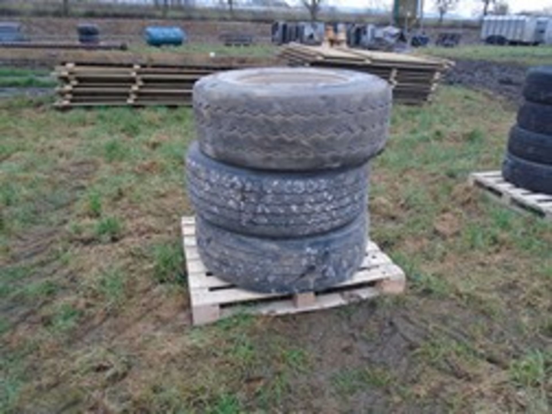 3x 385/65R22.5 tyres and 1 rim