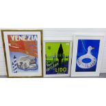 Group of three framed coloured prints, (3)