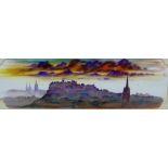 'Edinburgh Castle and Skyline' Coloured print, in a glazed giltwood frame, 47 x 14cm
