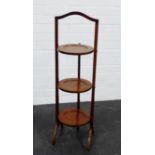 Mahogany three tier folding cake stand, 90cm