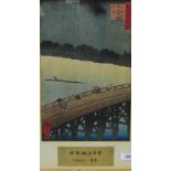 U. Hiroshige 'Sudden Shower over Shin-Ohashi Bridge Coloured print, inscribed and dated 1965, on the