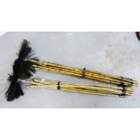 Set of bamboo and brass mounted chimney sweep brushes