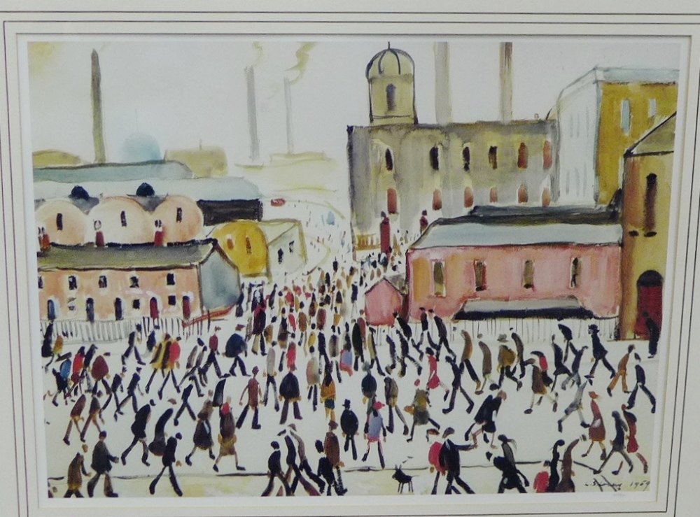 After L.S. Lowry Limited edition coloured print No. 207/850, in a glazed and giltwood frame, 60 x