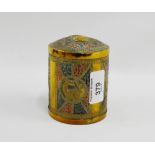 Brass mixed metal inlaid cylindrical pot and cover