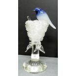 Murano art glass sculpture of a bird in a nest, designed by Elio Raffaeli, signed with etched