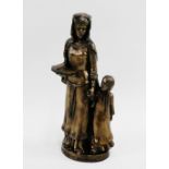 St. Margaret of Scotland, a bronzed resin figure designed by Anne Davidson, DA, ARBS, 18cm high
