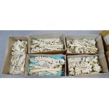 A quantity of Human skeletal bones, contained over five boxes, (a lot)