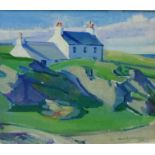 Dorothy Johnstone 'White Painted Cottage' Oil on canvas board, signed and dated 1921,with a Scottish
