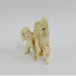 Early 20th century carved ivory monkey group, 8.5cm high