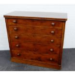 Victorian mahogany chest, the rectangular top above five graduating long drawers with bun handles,