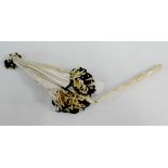 Late 19th / early 20th century ivory handled silk parasol, carved with flowers and foliage, length