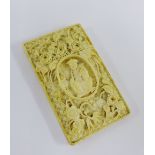 Late 19th / early 20th century Chinese carved ivory visiting card case 10.5 x 7cm