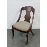 Mahogany framed Empire style side chair with upholstered slip in seat, 85 x 47cm