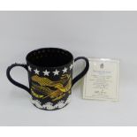 Wedgwood American Bicentennial black and white Jasper loving cup, designed by Richard Guyatt, to