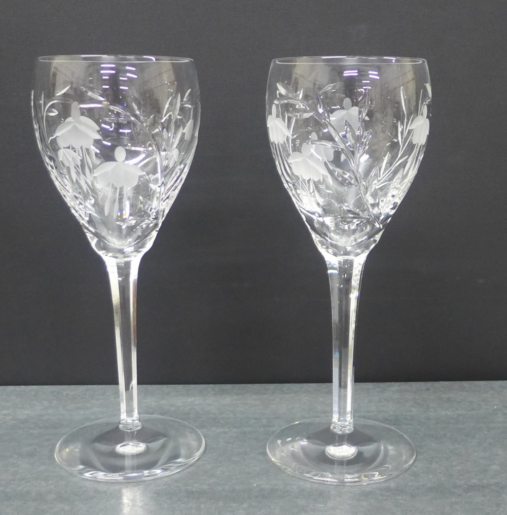 Set of eight Stuart crystal 'Cascade' patterned wine glasses, (boxed), (8)