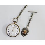 Pocket watch on a silver Albert and fob