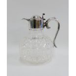 George V silver mounted and glass claret jug, Birmingham 1927 18cm high