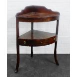 19th century mahogany two tier corner wash stand, 93 x 66cm