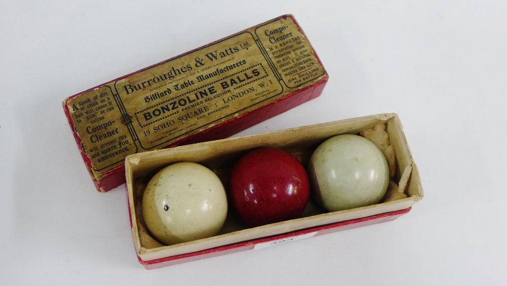 Burrows & Watts vintage Bonzoline Billiard Balls in original box