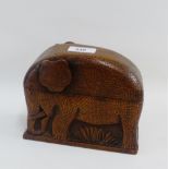 Indian carved wooden elephant cigarette box, 18 x 14cm