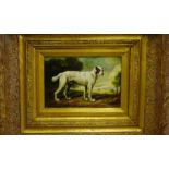 Small Oil-on-Board of a dog, in an ornate giltwood frame, 16 x 12cm