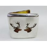 Sampson Mordan & Co silver and enamel cigarette case with Two Royal Stags, left and right, London
