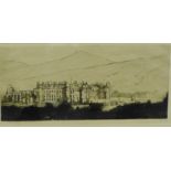 Robert S. Forrest 'The Palace of Holyrood House' Etched print, in a glazed frame, 35 x 18cm