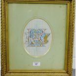 Clifton and Senior Illuminators & Co, book illustration in a glazed and giltwood frame with an R.