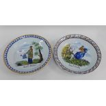 Pair of French 19th century Faience plates with polychrome decoration depicting St. Medart & St.