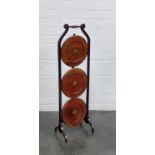 Mahogany and inlaid folding cake stand, 89cm