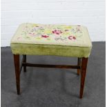 Mahogany framed stool with tapestry upholstered seat, 42 x 50cm