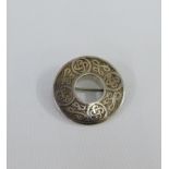 Provincial Scottish Ballater silver brooch of circular annular form, engraved with celtic