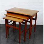 Teak nest of three tables, 51 x 79cm (3)