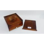 19th century mahogany stone sorting box on four brass bun feet, 17 x 19cm