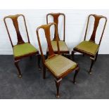 Set of mahogany framed Queen Anne style chairs, 102 x 48cm