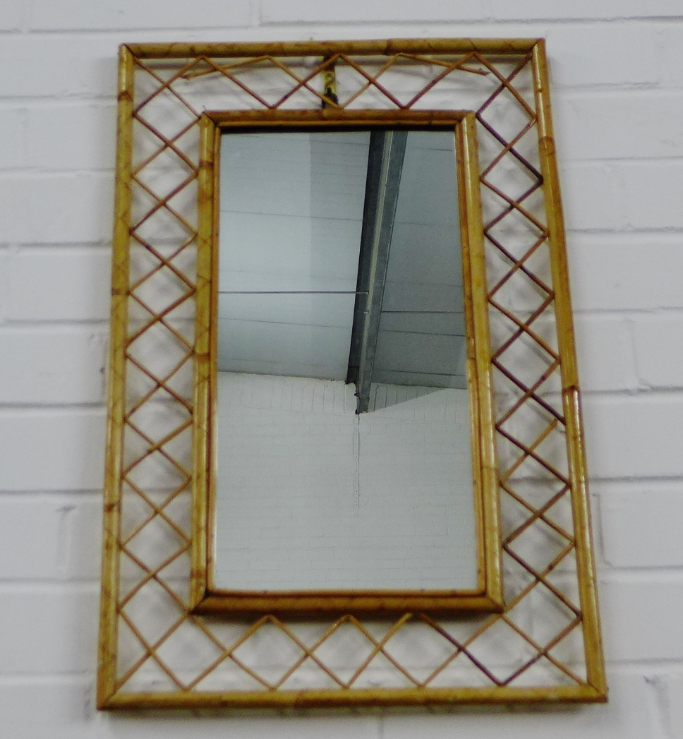 Bamboo framed wall mirror, 61 x 41cm