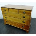 Mahogany chest, the rectangular top above three short and three long drawers on bracket feet, 94 x