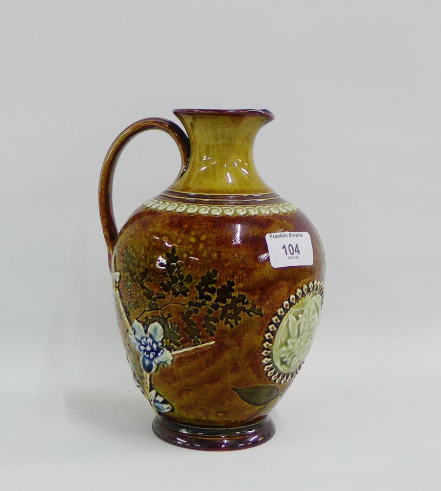 Doulton & Co, glazed stoneware jug, impressed 'Doulton & Slaters Patent' to the base, 22cm high