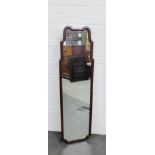 Mahogany framed Queen Anne style wall mirror, 126 x 35cm