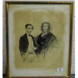 19th century drawing of William Henry Urquhart and Anne Jane Urquhart, in a glazed and giltwood