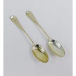 Rare pair of Scottish provincial Banff silver Hanoverian pattern teaspoons, marked for John Argo,