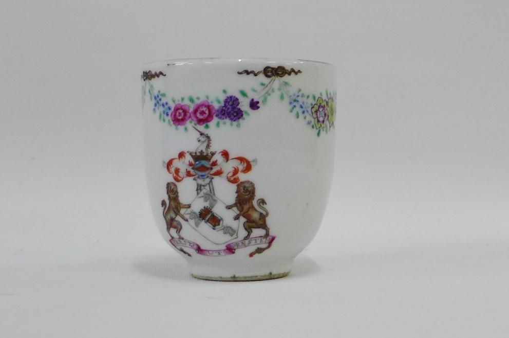 18th century Chinese export armorial coffee cup, 6cm high