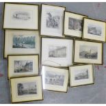 Carton containing a collection of coloured engraved prints to include 'Culzean Castle', 'Cowgate