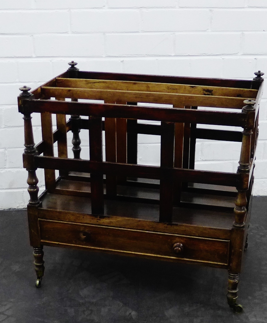 Mahogany Canterbury with a single drawer, 53 x 56cm