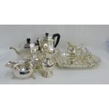Quantity of Epns wares to include a teaset, an asparagus set, sauceboat and ewer etc., (a lot)