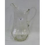 Large clear glass water jug, 36cm high